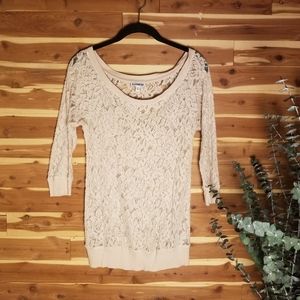 Express Lace Cream Top